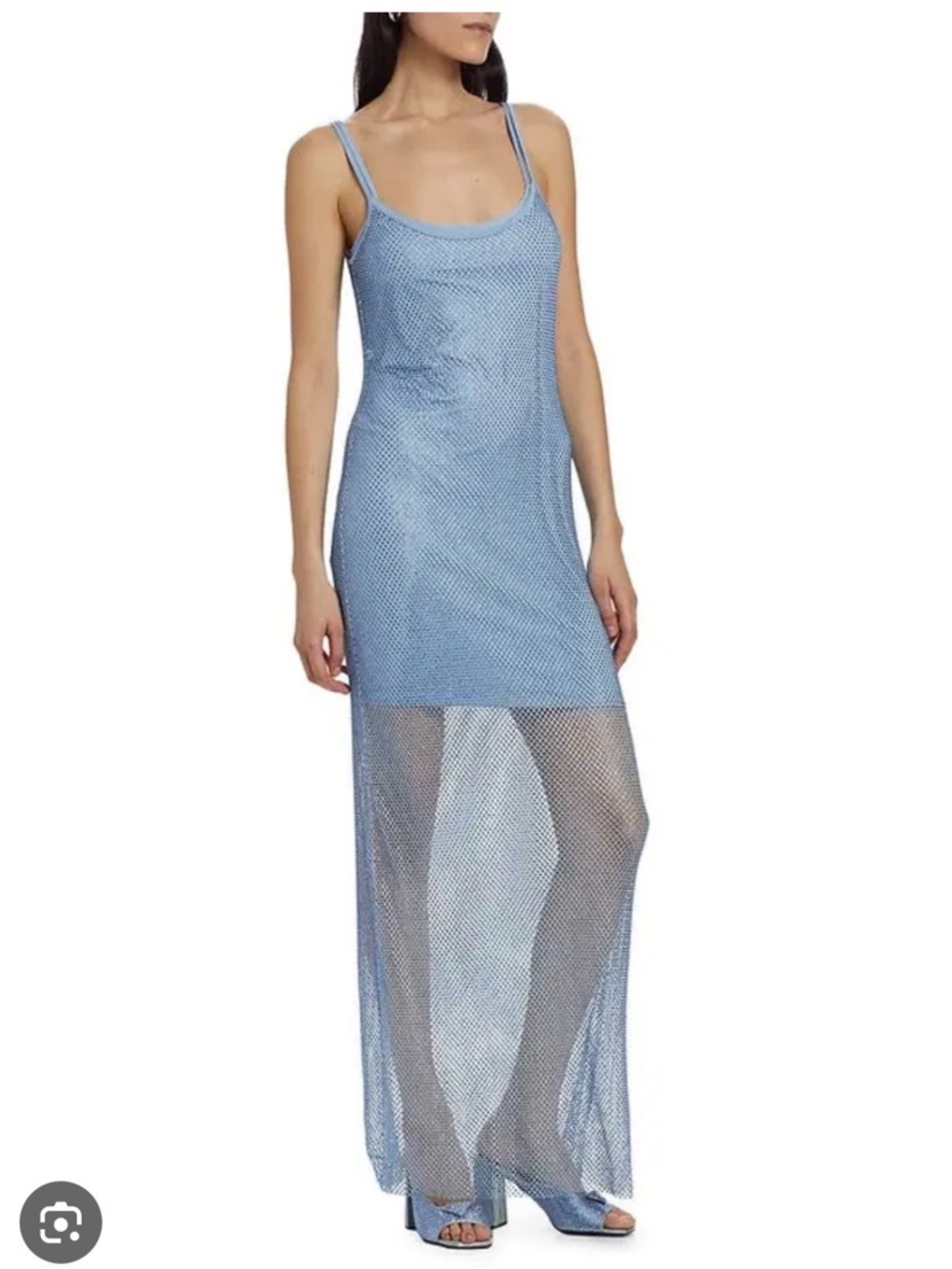 WAYF Yvonne Crystal Fishnet Maxi Dress NWT